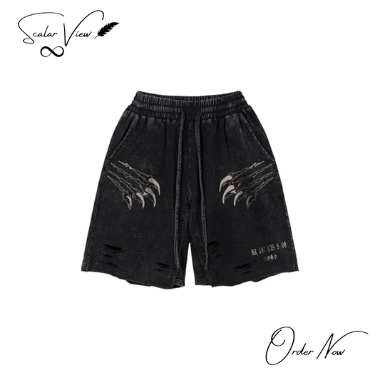 Tiger Claw Raw-Edge Shorts